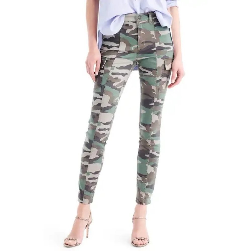 J. Crew Camo High Rise Pants Vintage Straight Cargo Jeans